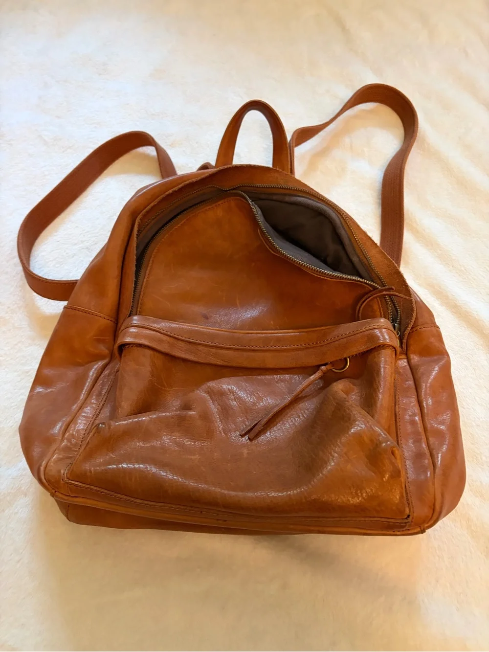 Madewell Leather Backpack in Cognac Brown